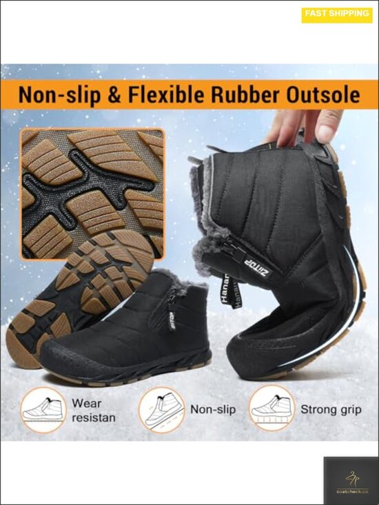 Waterproof Men\'s Snow Boots Fur Lined Warm Ankle Boots Zipper Slip On Outdoor main image 6